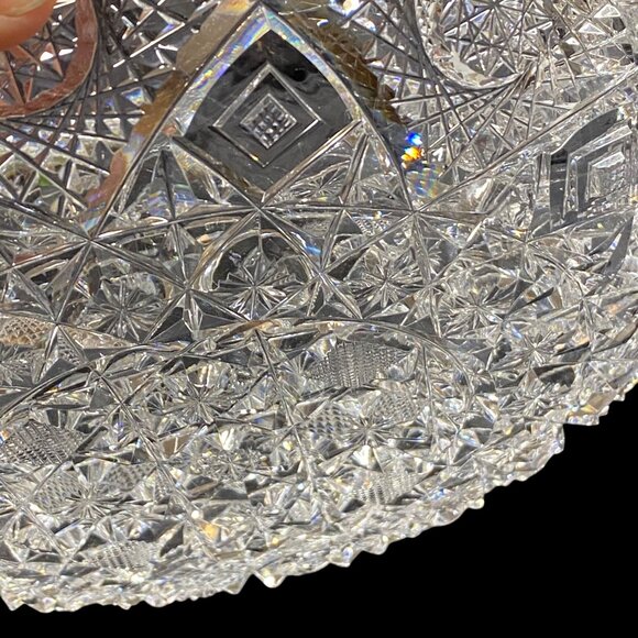 American Brilliant Period ABP Clark Prima Donna Low Cut Glass Bowl Castle Rim - Picture 7 of 16